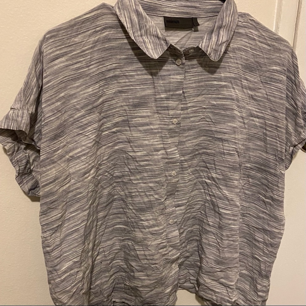 Minimum gray striped viscose button up shirt EUC